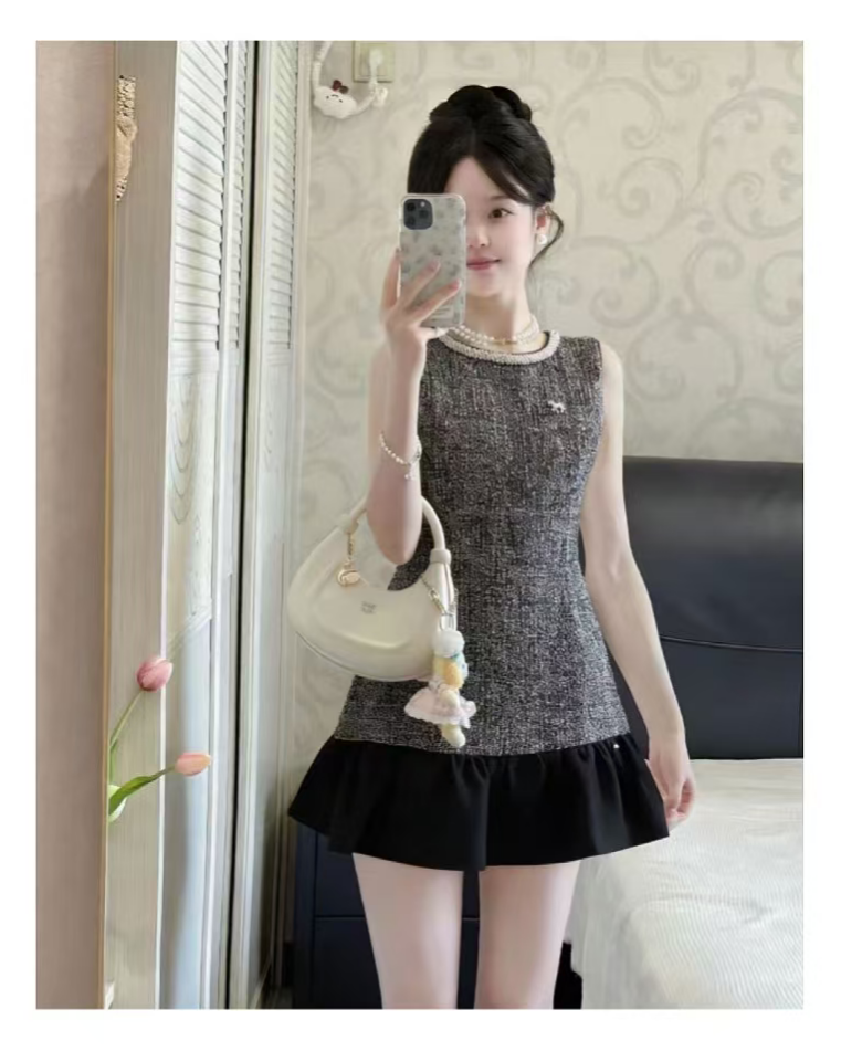 灰色小香洋裝